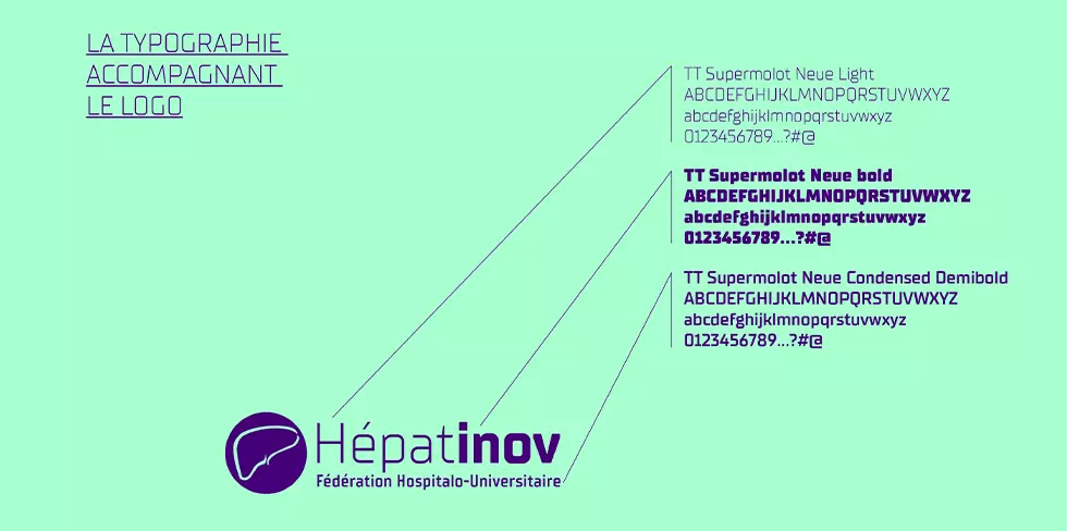 Fhu Hepatinov - Détails concernant la typographie du logo Hepatinov