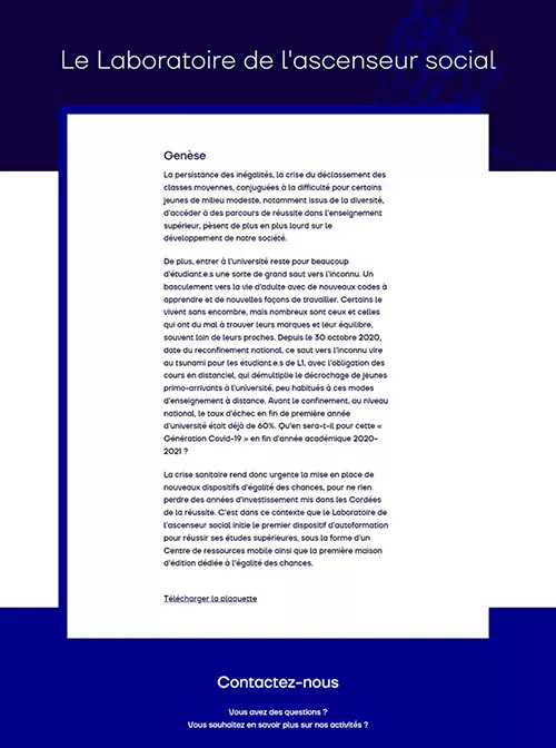 Le Grand Saut - détail d'une page classique du site 