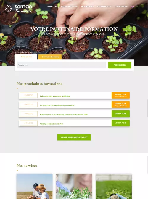 SEMAE Formation, détail page d'accueil