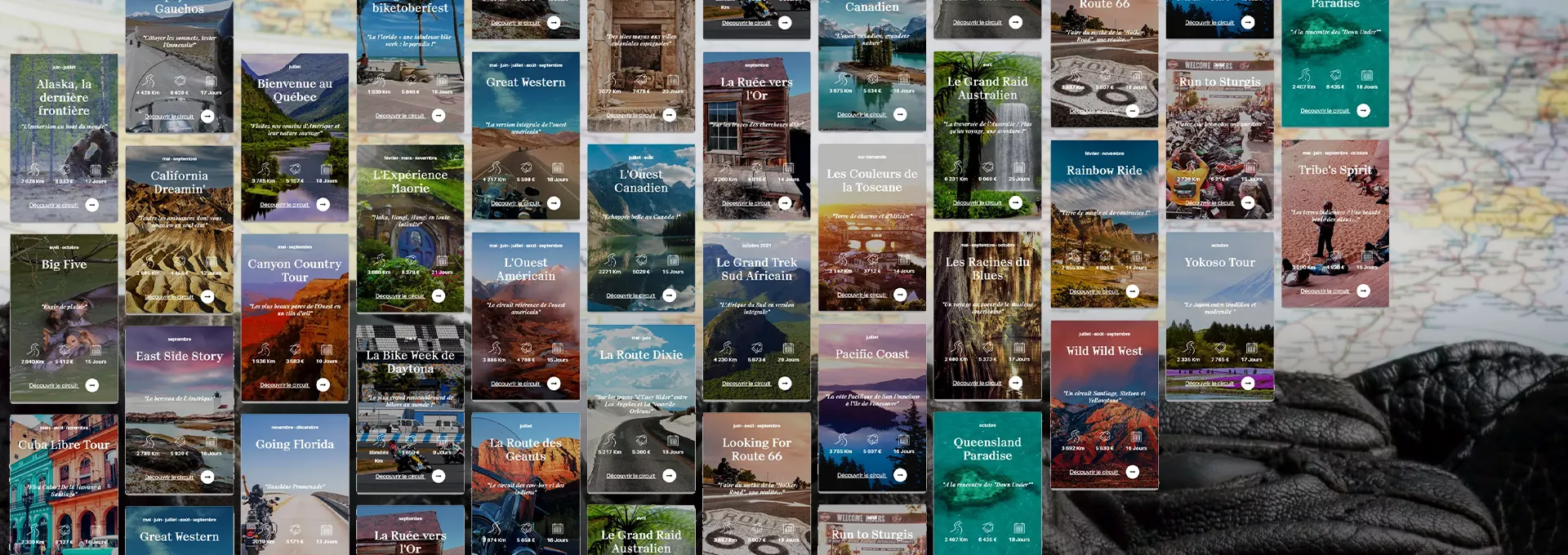 WestForever, vue détail du large catalogue de voyages à moto
